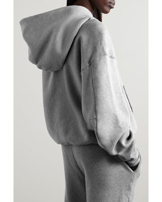 Les Tien Gray Cara Cropped Cotton-Jersey Hoodie