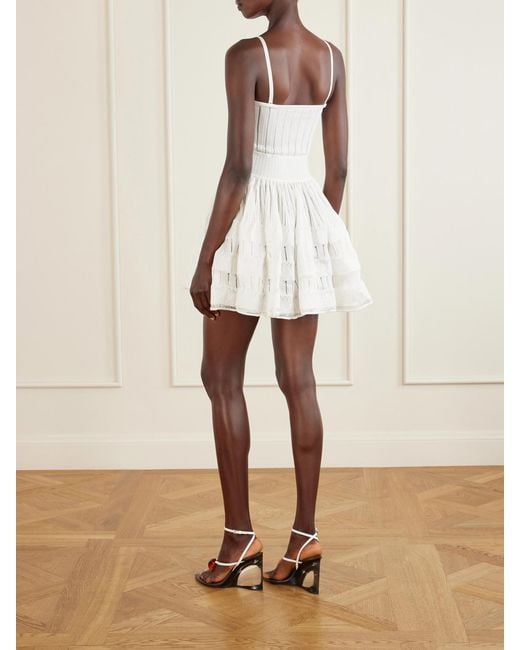 Alaïa White Tiered Pointelle-Knit Mini Dress