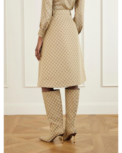 Gucci Natural Canvas-Jacquard Skirt