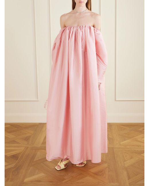 Abadia Pink Eleanor Off-The-Shoulder Taffeta Gown