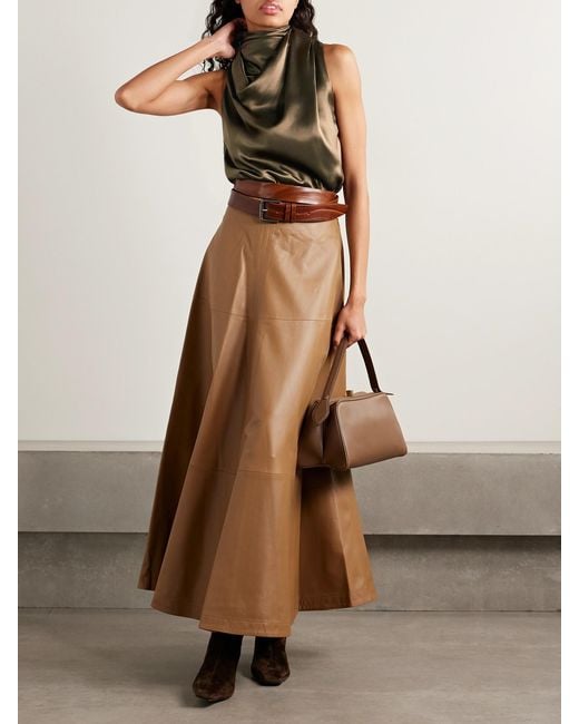 Altuzarra Green Sleary Draped Silk-Satin Top