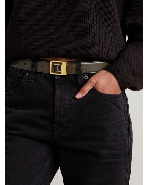 Saint Laurent Black Le 66 Leather Belt