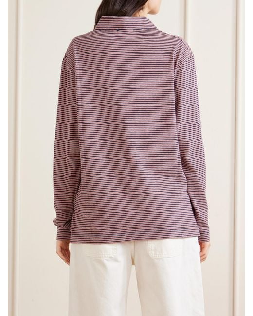 Jil Sander Purple Logo-Embroidered Striped Cotton-Jersey Polo Shirt