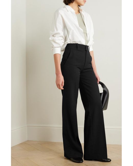 FRAME Relaxed Stretch crepe Straight leg Pants in Black Lyst UK