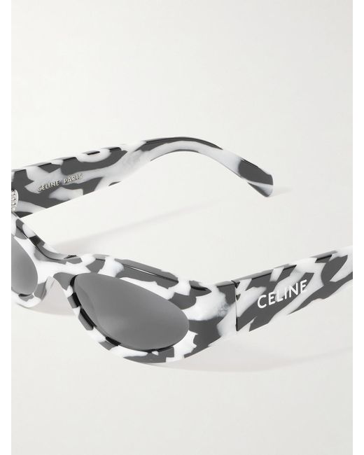 Céline Metallic Monochroms Cat-Eye Zebra-Print Acetate Sunglasses
