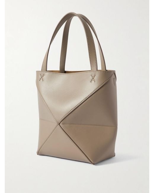 Loewe Natural Puzzle Fold Mini Wandelbare Tote Aus Leder