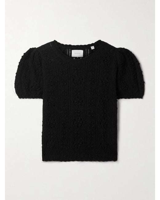 Doen Black Carena Pointelle-Knit Alpaca-Blend Top