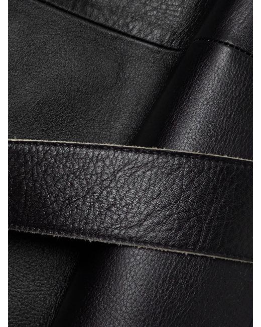 Acne Black Belted Leather Coat