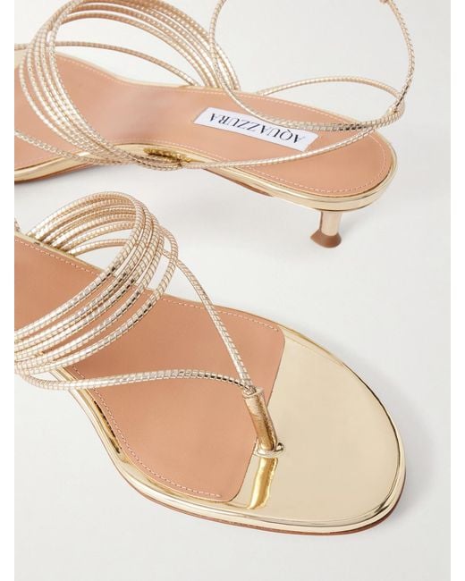 Aquazzura Natural Solare 30 Metallic Leather Sandals
