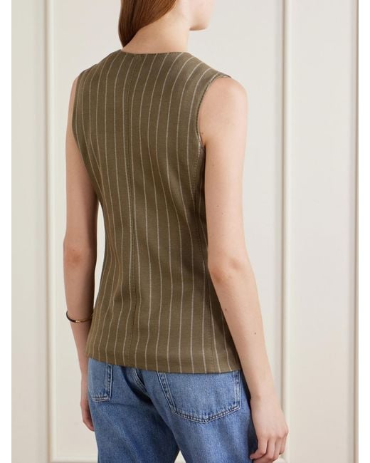 Max Mara Green Pinstriped Twill Vest