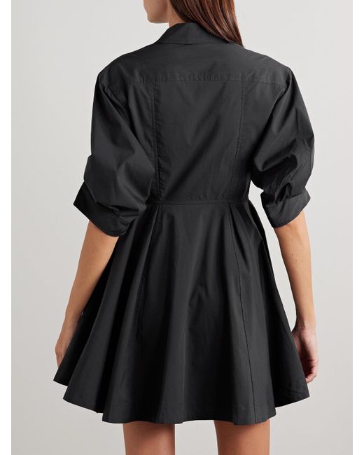 Jonathan Simkhai Black Jazzie Mini-Hemdblusenkleid Aus Popeline Aus Einer Baumwollmischung Mit Falten