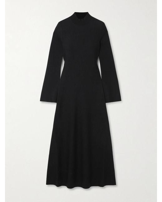 Gabriela Hearst Black Erebus Wool, Cashmere And Silk-Blend Turtleneck Midi Dress