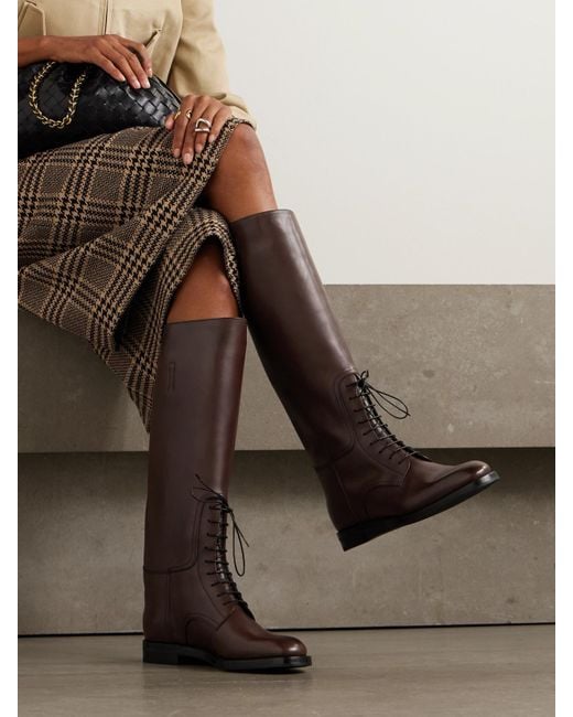 Church's Brown Leather Lace-Up Knee Boots