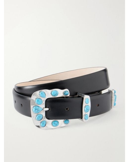 DEHANCHE Blue Juna-Embellished Leather Belt