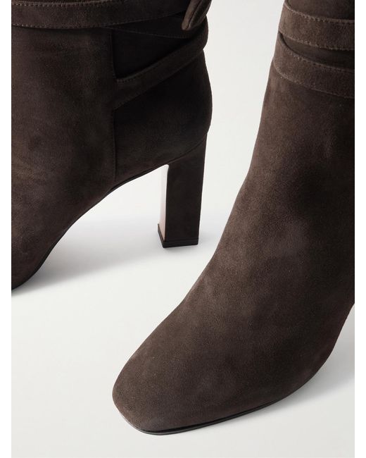 Aquazzura Black Very Bow Tie 105 Suede Ankle Boots