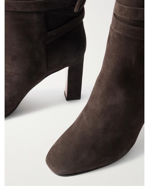 Aquazzura Black Very Bow Tie 105 Ankle Boots Aus Veloursleder