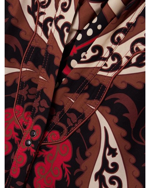 Johanna Ortiz Red Hacia Puerto Tie-Neck Printed Recycled-Twill Shirt