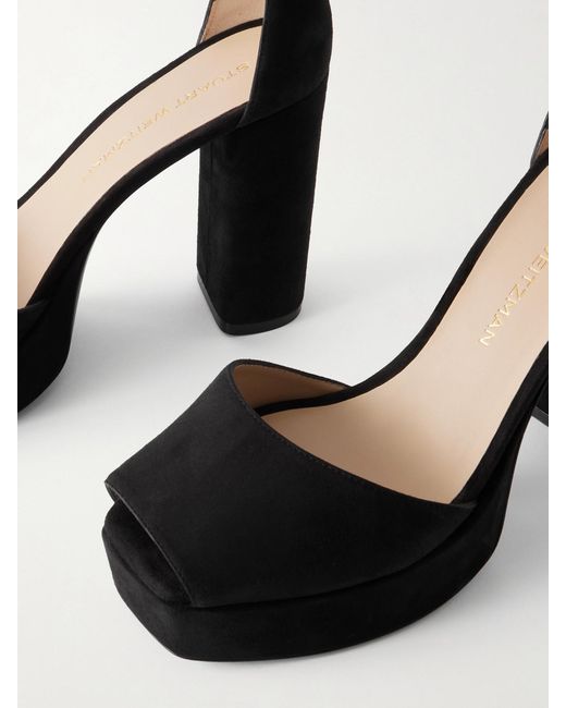 Stuart Weitzman Black Suede Platform Sandals