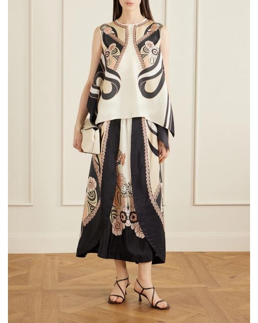 LaDoubleJ Black Printed Silk-Voile Maxi Skirt