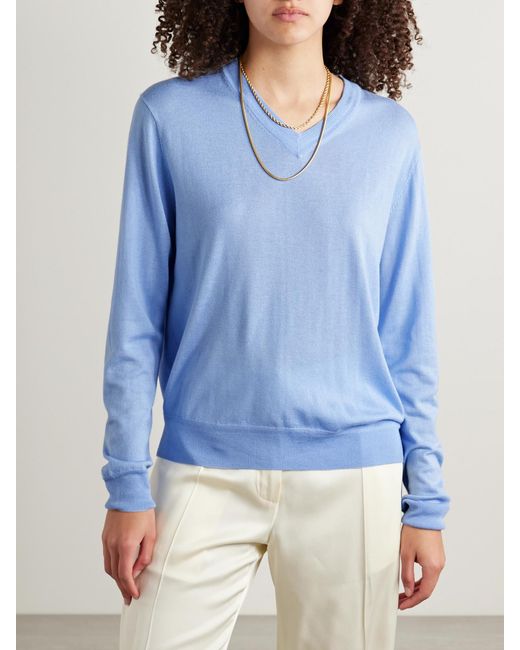 La Ligne Blue Ben Silk-Blend Sweater
