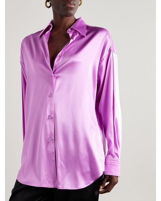 Tom Ford Pink Oversized Stretch-Silk Satin Shirt