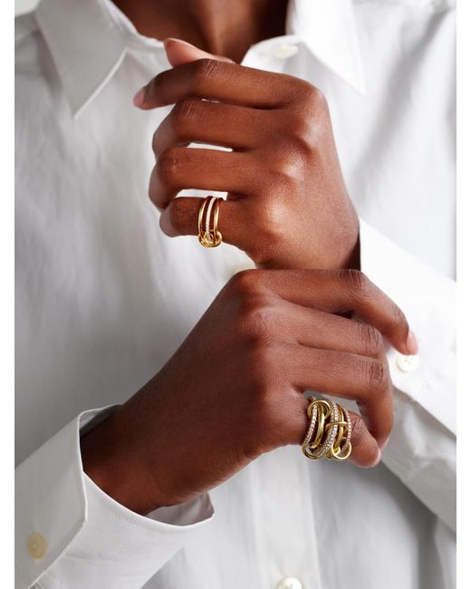 Spinelli Kilcollin Natural Sonny Set Of Three 18-Karat And Rose And Diamond Rings