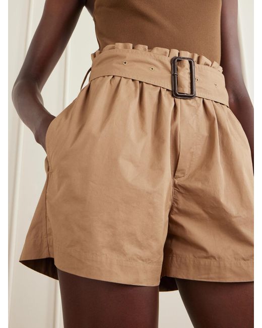 Saint Laurent Natural Belted Cotton-Twill Shorts