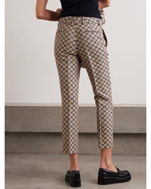 Gucci Natural Hose Aus Canvas Aus Einer Leinenmischung Mit Jacquard-Muster
