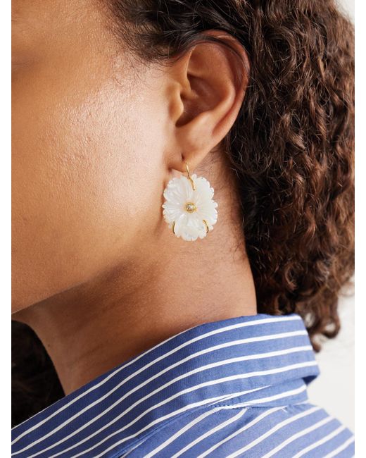 Lizzie Fortunato White New Bloom-Plated, Mother-Of-Pearl And Topaz Earrings