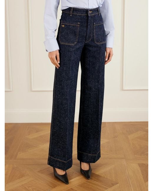 Victoria Beckham Blue Alina High-Rise Wide-Leg Jeans