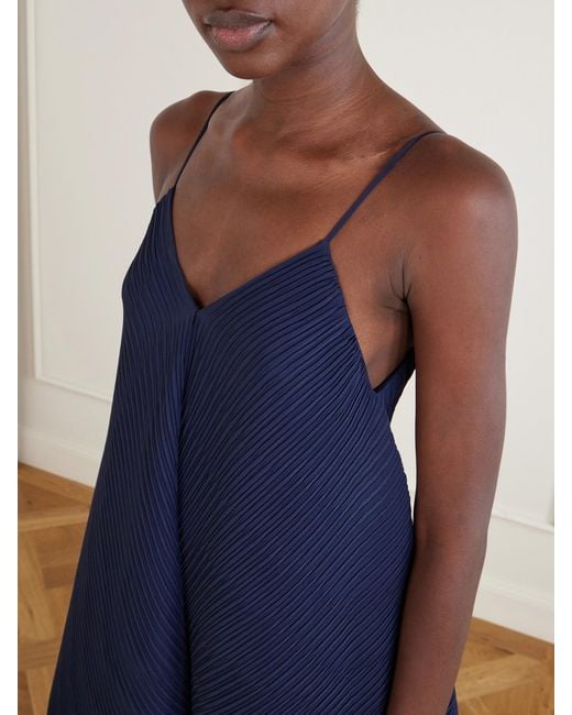 J.W. Anderson Blue Tiered Asymmetric Pleated Crepe De Chine Mini Dress