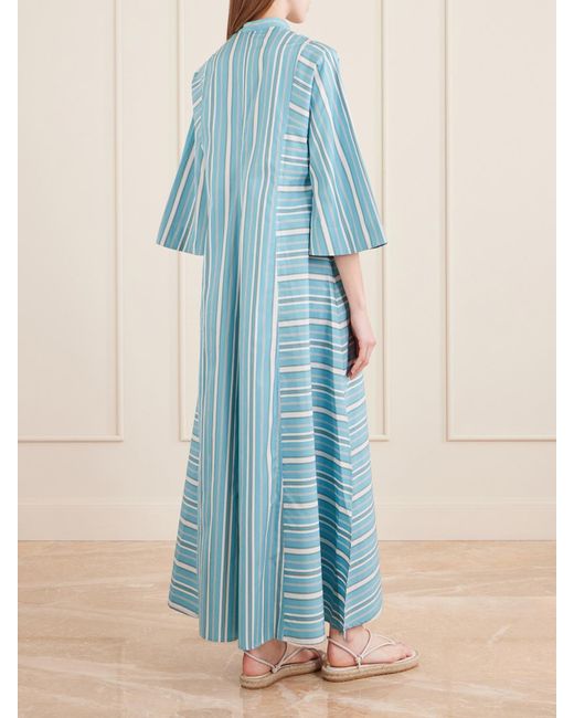 Thierry Colson Blue Rachel Striped Cotton-Poplin Kaftan