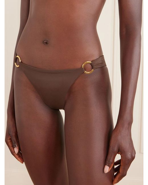 Away That Day Natural Sorrento Embellished Recycled Stretch Bikini Briefs