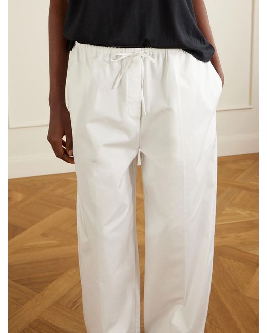 Totême White Drawstring Cotton Wide-Leg Balloon Pants