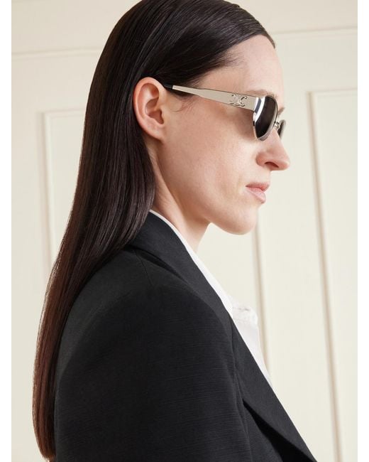 Céline Metallic Oval-Frame-Tone And Acetate Sunglasses