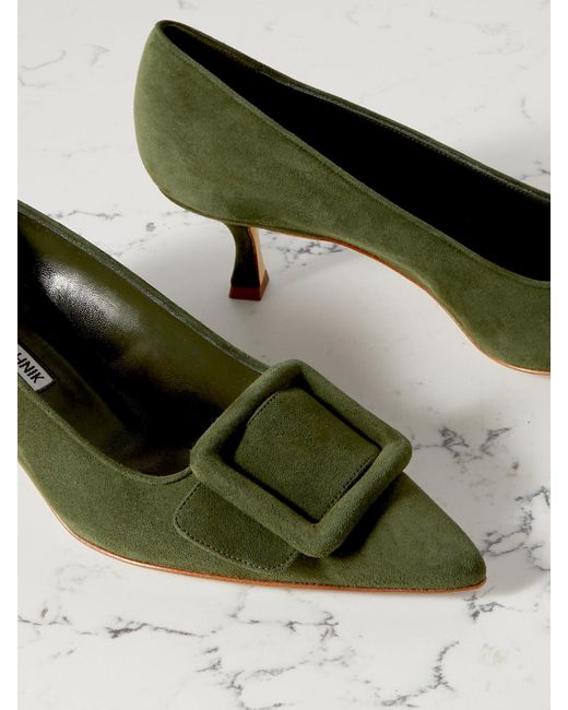 Escarpins En Daim À Boucles Maysale 50 Manolo Blahnik en coloris Green
