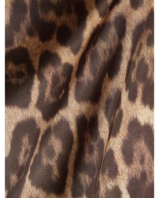 Stella McCartney Brown Embroidered Leopard-Print Satin Shirt
