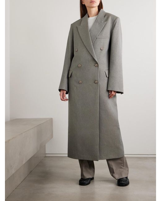 Frankie Shop Gray Jane Doppelreihiger Mantel Aus Twill