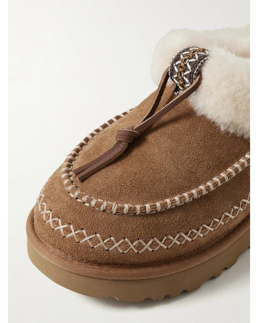 Ugg Brown Tasman Alpine Embroidered Shearling Slippers