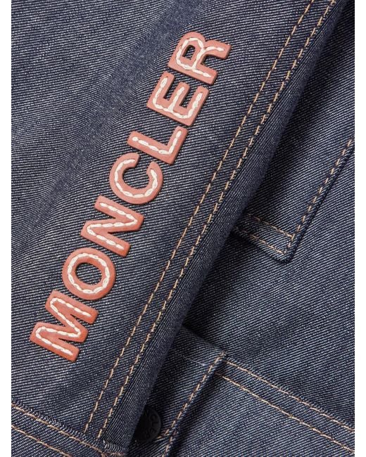 Moncler Blue Yunque Shearling-Trimmed Denim Down Jacket