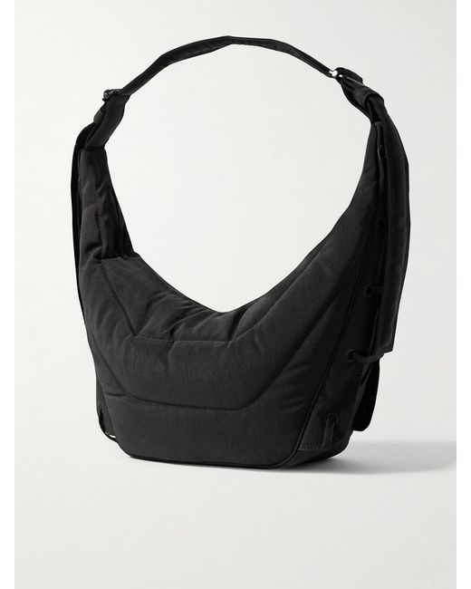 Lemaire Black Soft Game Medium Quilted Canvas Shoulder Bag