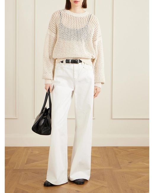 Another Tomorrow Natural Open-Knit Cotton Sweater