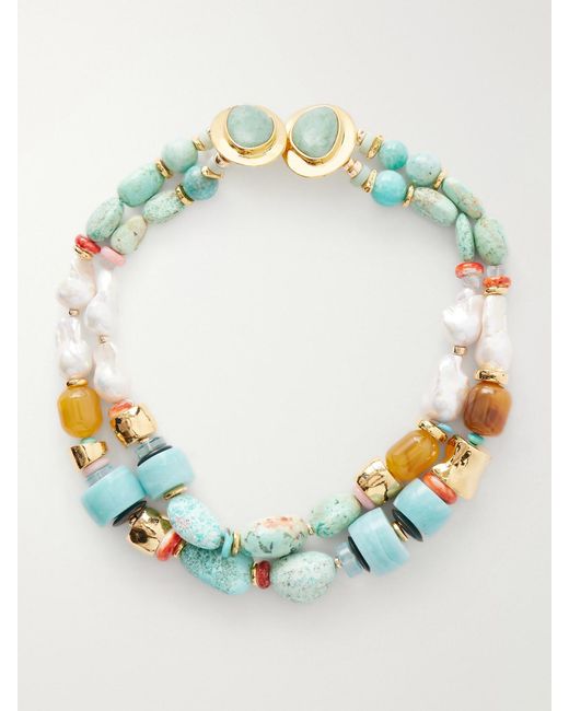 Lizzie Fortunato Blue Ariel-Plated-Stone Necklace