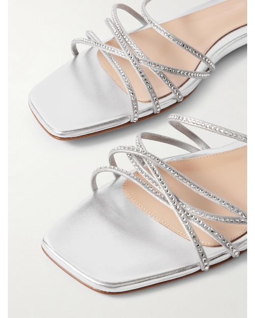 Gianvito Rossi Natural Crystal-Embellished Metallic Leather Sandals