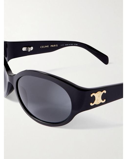 Céline Black Triomphe Oversized Round-Frame Acetate Sunglasses