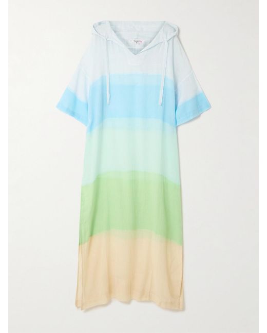 Lemlem Blue Beritu Strandkleid Aus Gestreifter Baumwolle Mit Kapuze