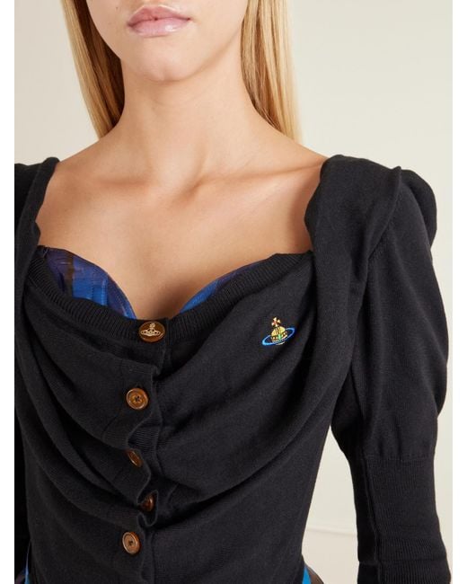 Vivienne Westwood Black Bea Cotton And Cashmere-Blend Corset Cardigan
