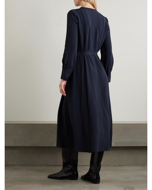 Ulla Johnson Blue Asilia Belted Crepe Midi Dress