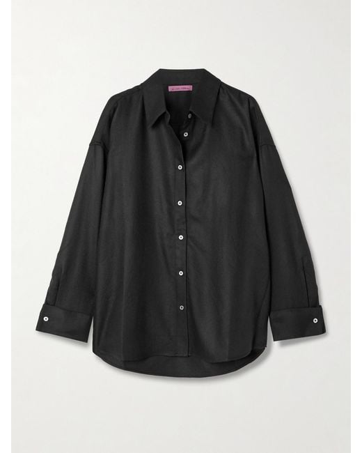 The Elder Statesman Black Brushed Wool And Cashmere-Blend Shirt