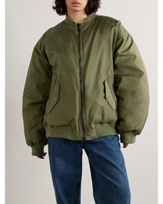 Wardrobe NYC Green Reversible Quilted Shell Bomber Jacket